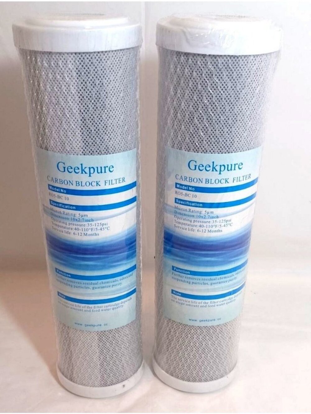 GEEKPURE Carbon Block Filter RO5-BC 10 for Reverse Osmosis Water Systems 2Pk new